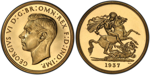 George VI Gold Proof 5 Pounds 1937 PCGS PR65 DCAM