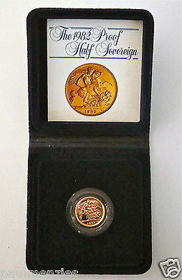 1982 ROYAL MINT ST GEORGE SOLID 22K GOLD PROOF HALF SOVEREIGN COIN BOX COA