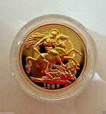 1987 ROYAL MINT ST GEORGE SOLID 22K GOLD PROOF HALF SOVEREIGN COIN BOX COA