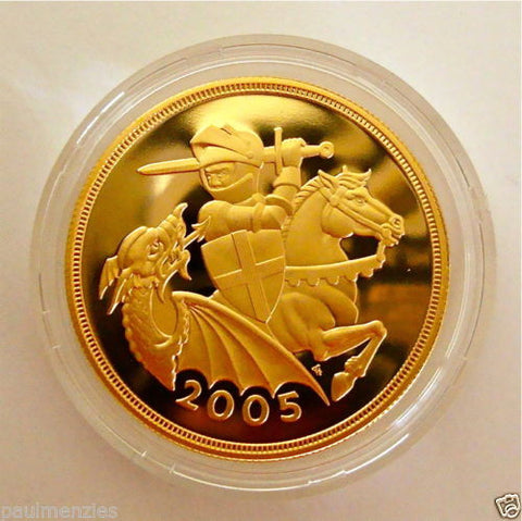 2005 NEW DESIGN GOLD PROOF FOUR COIN SET £5 £2 SOVEREIGN 1/2 HALF SOVEREIGN