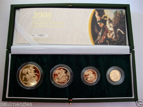 2006 GOLD PROOF FOUR COIN SET £5 £2 SOVEREIGN 1/2 HALF SOVEREIGN