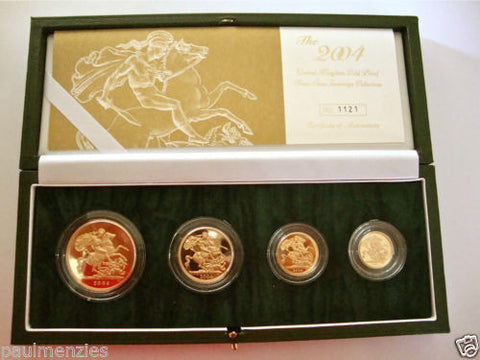 2004 GOLD PROOF FOUR COIN SET £5 £2 SOVEREIGN 1/2 HALF SOVEREIGN