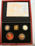 1999 GOLD PROOF FOUR COIN SET £5 £2 RUGBY SOVEREIGN 1/2 HALF SOVEREIGN