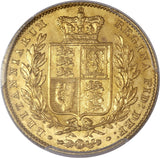 Victoria Gold Shield Sovereign 1845 PCGS MS64+