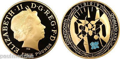 QEII BRITAIN 2009 GOLD PROOF FIVE POUND COUNTDOWN TO OLYMPICS PCGS PR69 DCAM