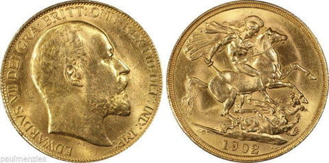 GREAT BRITAIN 1902  GOLD CURRENCY KING EDWARD VII TWO POUND PCGS MS63 S-3967