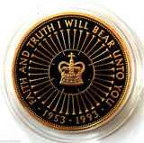 1993 CORONATION 40th ANNIVERSARY GOLD PROOF £5 FIVE POUND CROWN BOX & COA FDC