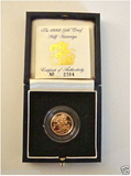 1992 ROYAL MINT ST GEORGE SOLID 22K GOLD PROOF HALF SOVEREIGN COIN BOX COA