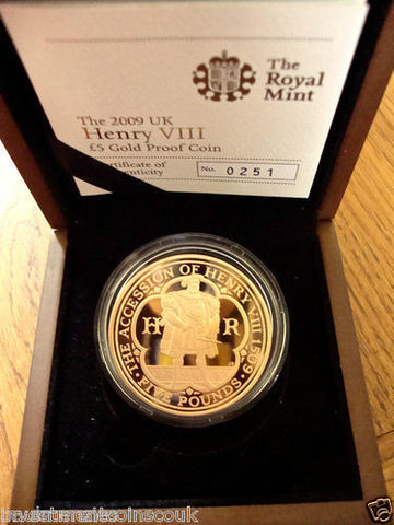 1509 - 2009 500th ANNIVERSARY ACCESSION HENRY VIII 5 FIVE POUND GOLD PROOF FDC