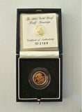 1995 ROYAL MINT ST GEORGE SOLID 22K GOLD PROOF HALF SOVEREIGN COIN BOX COA