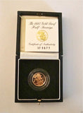 1997 ROYAL MINT ST GEORGE SOLID 22K GOLD PROOF HALF SOVEREIGN COIN BOX COA