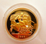 1997 ROYAL MINT ST GEORGE SOLID 22K GOLD PROOF HALF SOVEREIGN COIN BOX COA