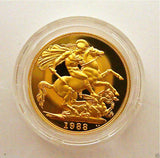 1988 ROYAL MINT ST GEORGE SOLID 22K GOLD PROOF HALF SOVEREIGN COIN BOX COA