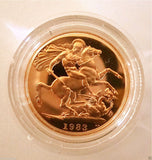 1983 ROYAL MINT ST GEORGE SOLID 22K GOLD PROOF HALF SOVEREIGN COIN BOX COA