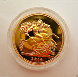 1984 ROYAL MINT ST GEORGE SOLID 22K GOLD PROOF HALF SOVEREIGN COIN BOX COA
