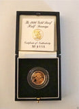 1996 ROYAL MINT ST GEORGE SOLID 22K GOLD PROOF HALF SOVEREIGN COIN BOX COA