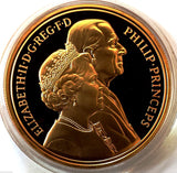 1997 QE2 GOLDEN WEDDING ANNIVERSARY FIVE POUND GOLD PROOF CROWN BOX & COA FDC